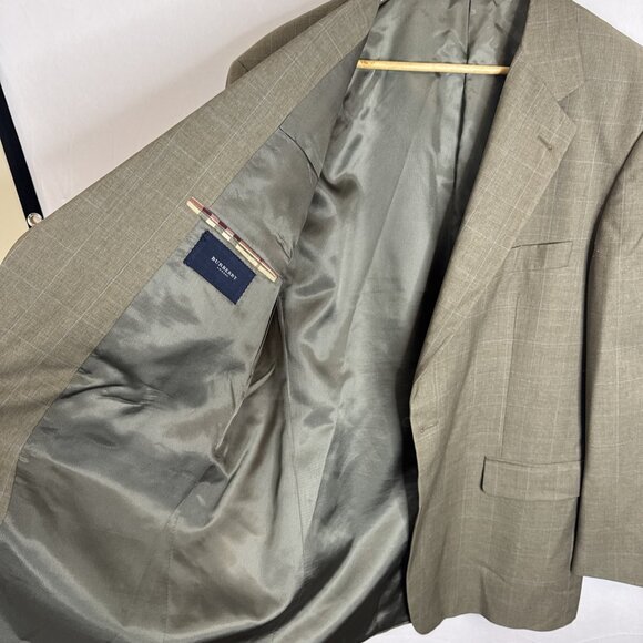 Burberry London Men’s 44R Blazer Sport Coat 100% Wool‎ Windowpane Taupe Gray - Picture 5 of 8